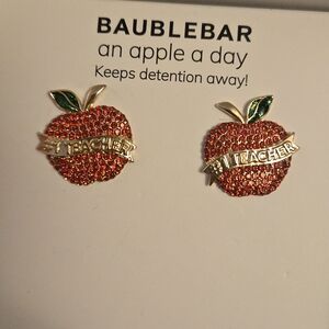 BaubleBar Sparkling Red Apple Earrings